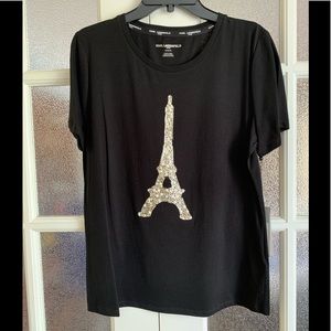 NWT Karl Lagerfeld Paris Pearl & Jewel Eiffel Tee